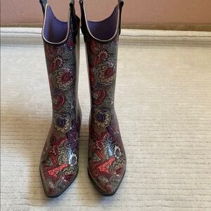 RIDE TECS Stylish Paisley Rain Boots Women's Boots